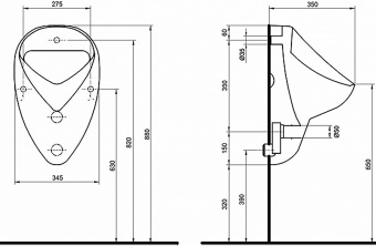 2607RZ Настенный писсуар, уринал с мушкой KOLO  - Вид №3
