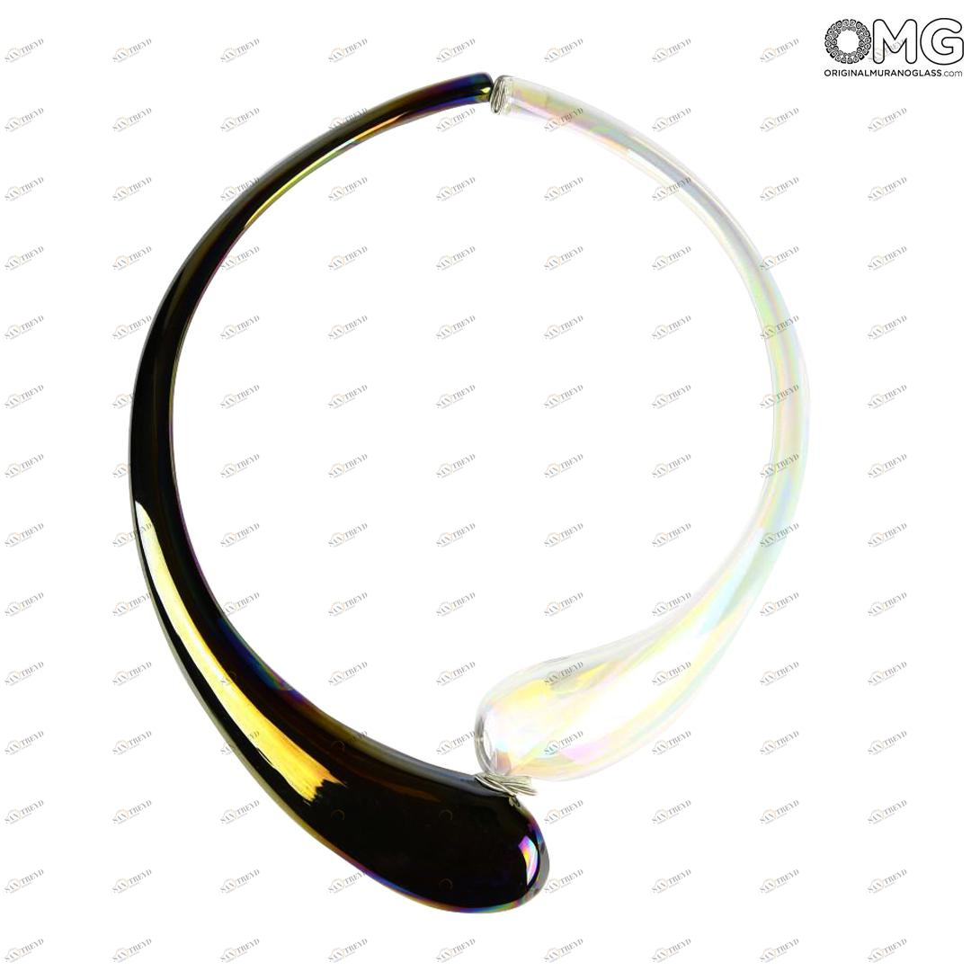 2545 ORIGINALMURANOGLASS Колье Дениз чёрно-прозрачное переливчатое - Original Murano Glass OMG 21 см 