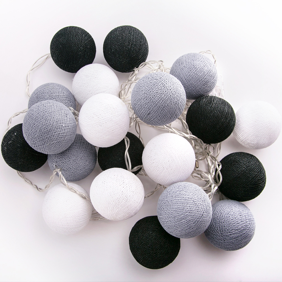 Гирлянда из хлопковых шариков от сети на 20 лампочек смоки грей Lares&Penates 1733G - Вид №1