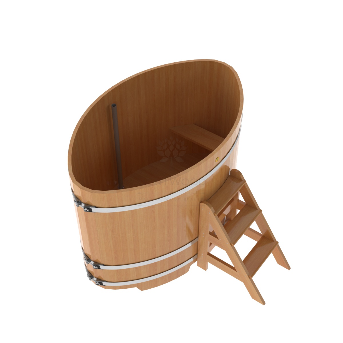 1180 Купель овальная из лиственницы 1,08х1,75х1,2 натуральная премиум Alyarus  - Вид №1