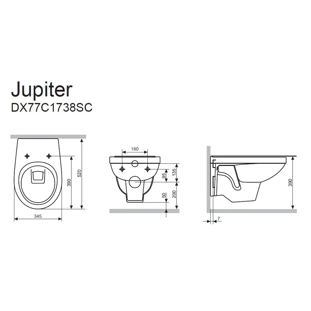 Комплект инсталляции AM.PM Tech с ободковым унитазом Damixa Jupiter клавиша AM.PM Tech L хром STLM-2082856 - Вид №10