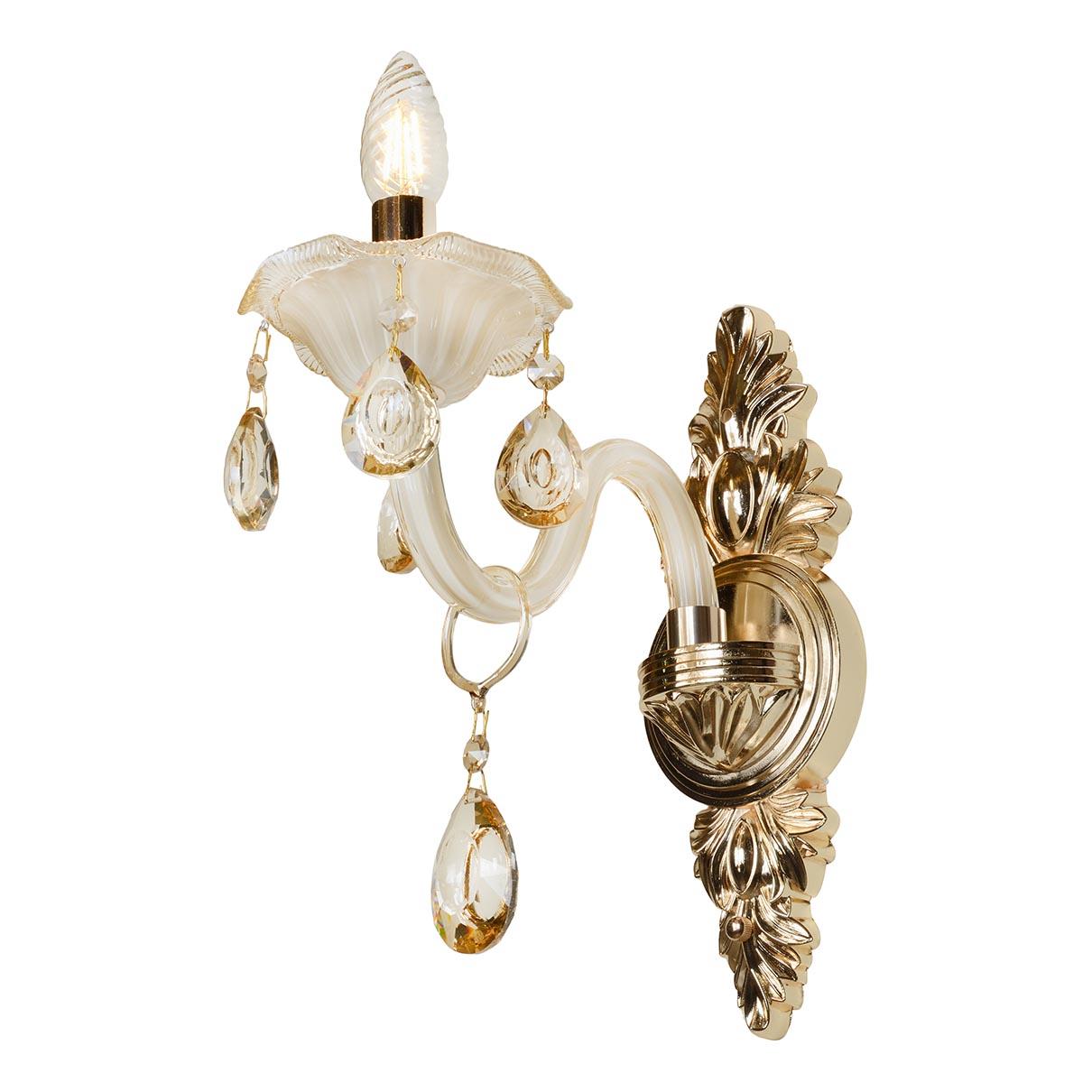 Бра с прозрачными подвесками шампань Asia 81072-1 WH ILAMP СВЕЧА 00-3949101 Бежевый;прозрачный  - Вид №2