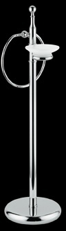 RE633 Стойка напольная с полотенцедержателем- кольцом и мыльницей из матового стекла, h 73 см. bagno&associati Complementi
