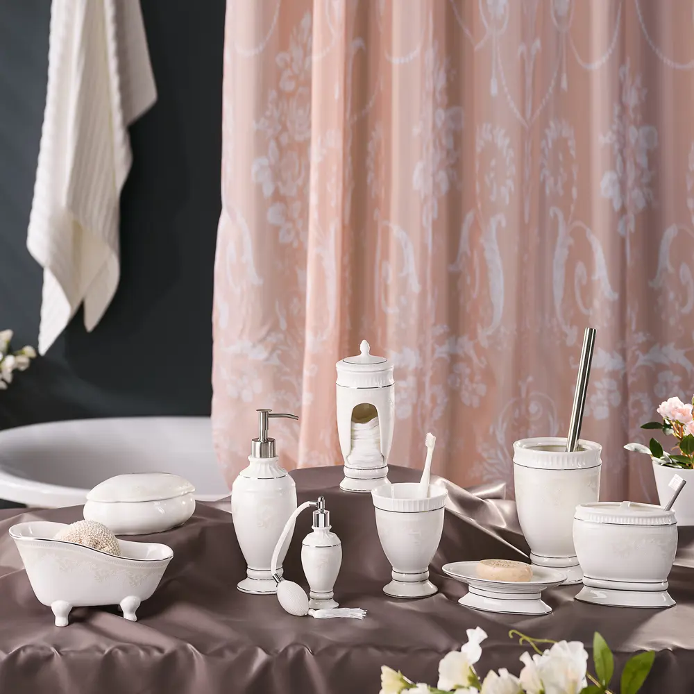 Дозатор для жидкого мыла настольный Wess «Elegance» керамика цвет белый 13723582 STLM-2179604 - Вид №5