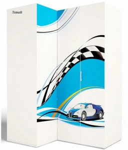 Шкаф угловой ABC-KING , гармошка La-Man голубой правый