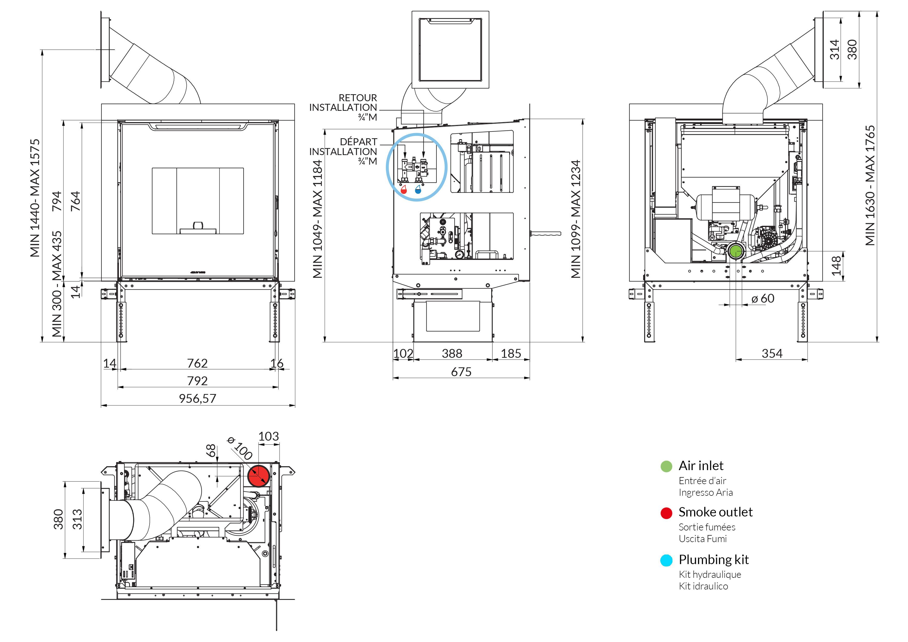 Вставка для камина на пеллетах Jolly Mec водяные системы ARCH-00114893 - Вид №2