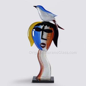 252 ORIGINALMURANOGLASS Скульптура Женщина и Соловей - по мотивам Пикассо - муранское стекло OMG  см