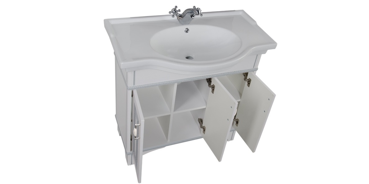 Комплект мебели Aquanet Валенса 90 белый краколет/серебро 00180240 - Вид №4