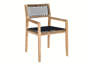 Садовый стул из тика и веревки с подлокотниками