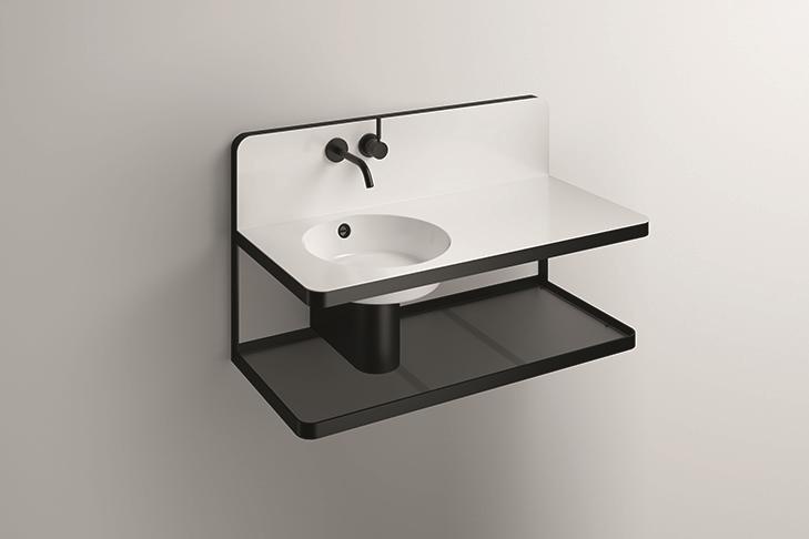 5261000000 Умывальник с тумбой, wp.s19l.1, белая, proshield, порошковая краска, матовый черный Alape серия S19 (Steel19) 