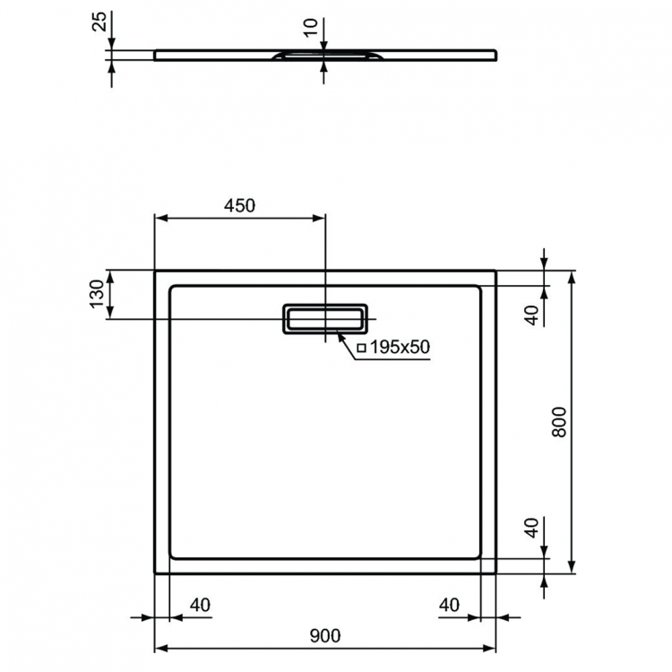 T4481V1 Душевой поддон 800x900x25 мм Ideal Standard ULTRAFLAT NEW  - Вид №4