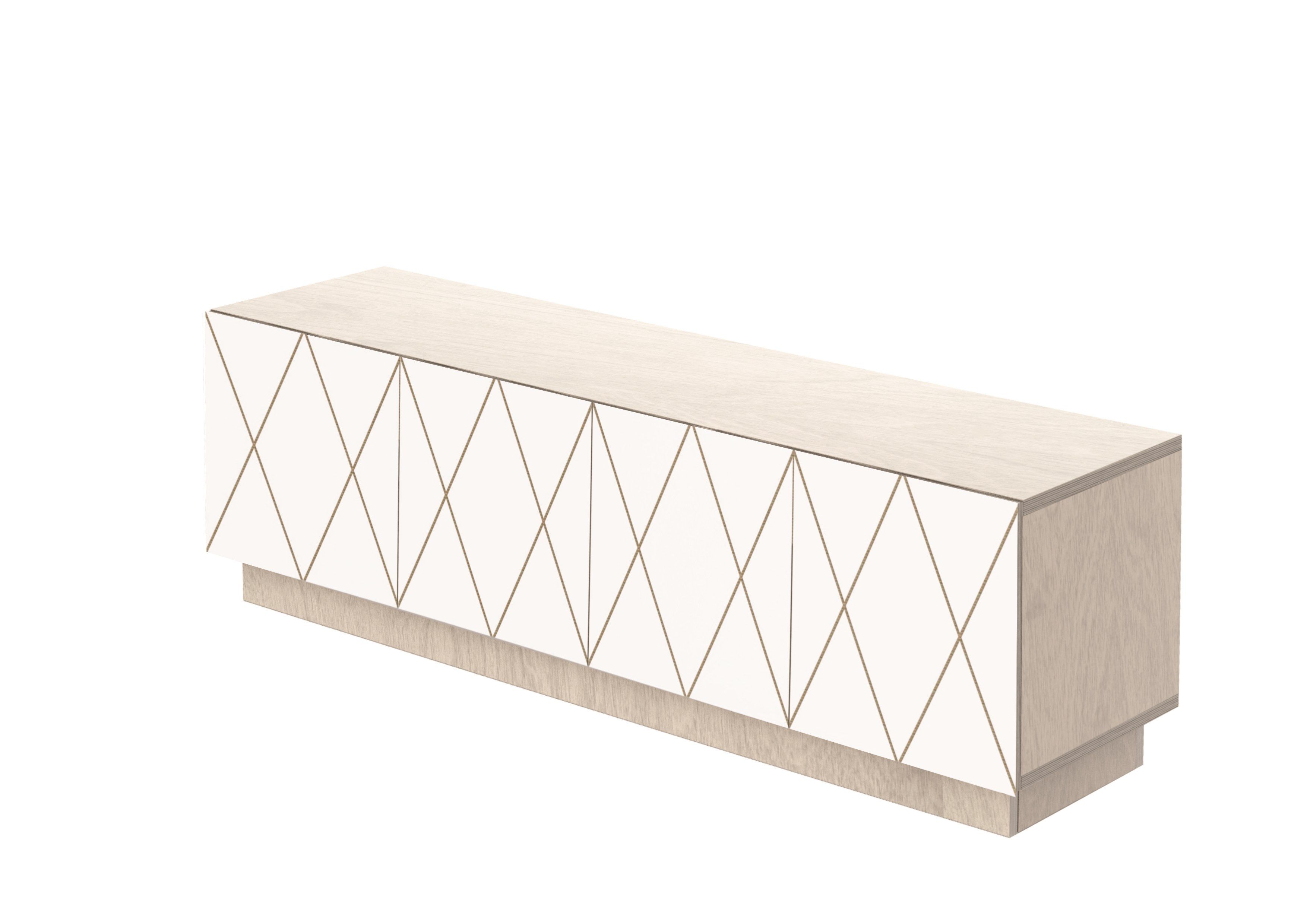 Низкий березовый ТВ-шкаф с распашными дверцами Radis Romb ARCH-00136538 - Вид №2