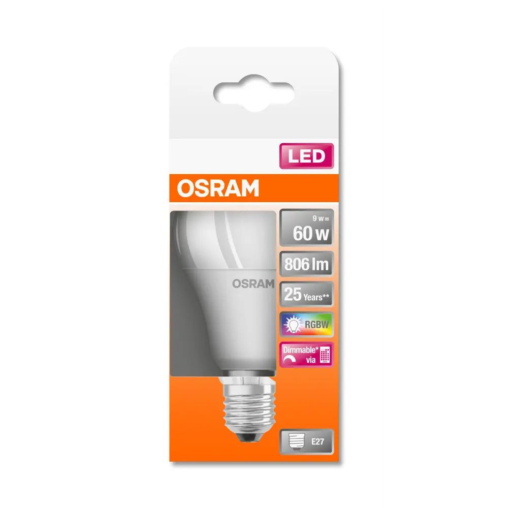 Лампа светодиодная Osram E27 220-240 В 9 Вт груша матовая 806 лм, регулируемый цвет света RGBW, для диммера, с пультом ДУ 82834555 STLM-2076066  - Вид №5
