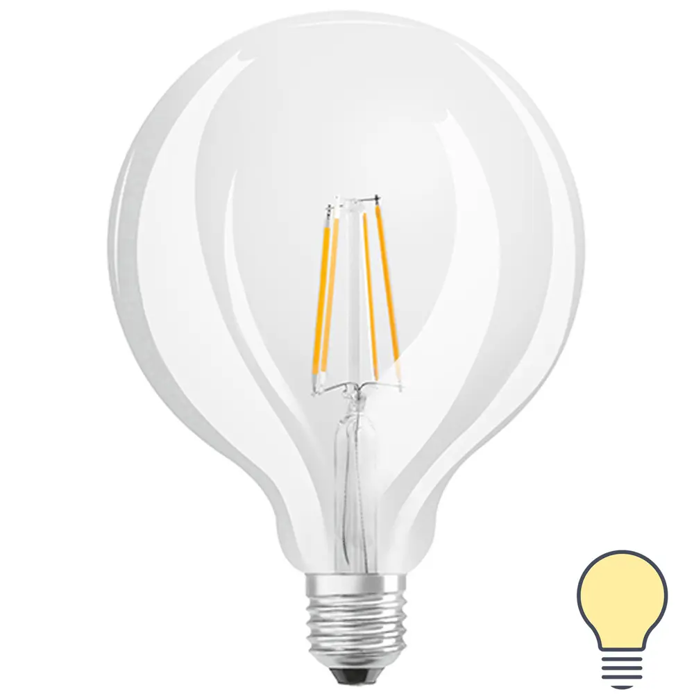 Лампа светодиодная Osram филаментная 6.5 Вт/827 шар 83669447 STLM-2175366 