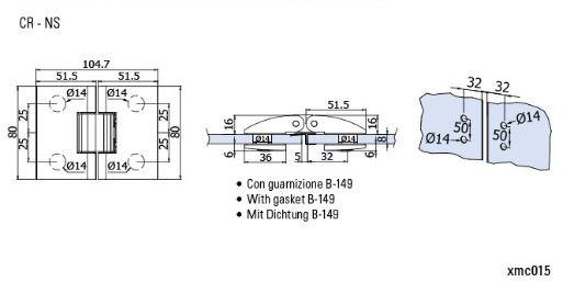 Metalglas Bonomi Петли для душевых кабин из латуни  B-202  - Вид №3