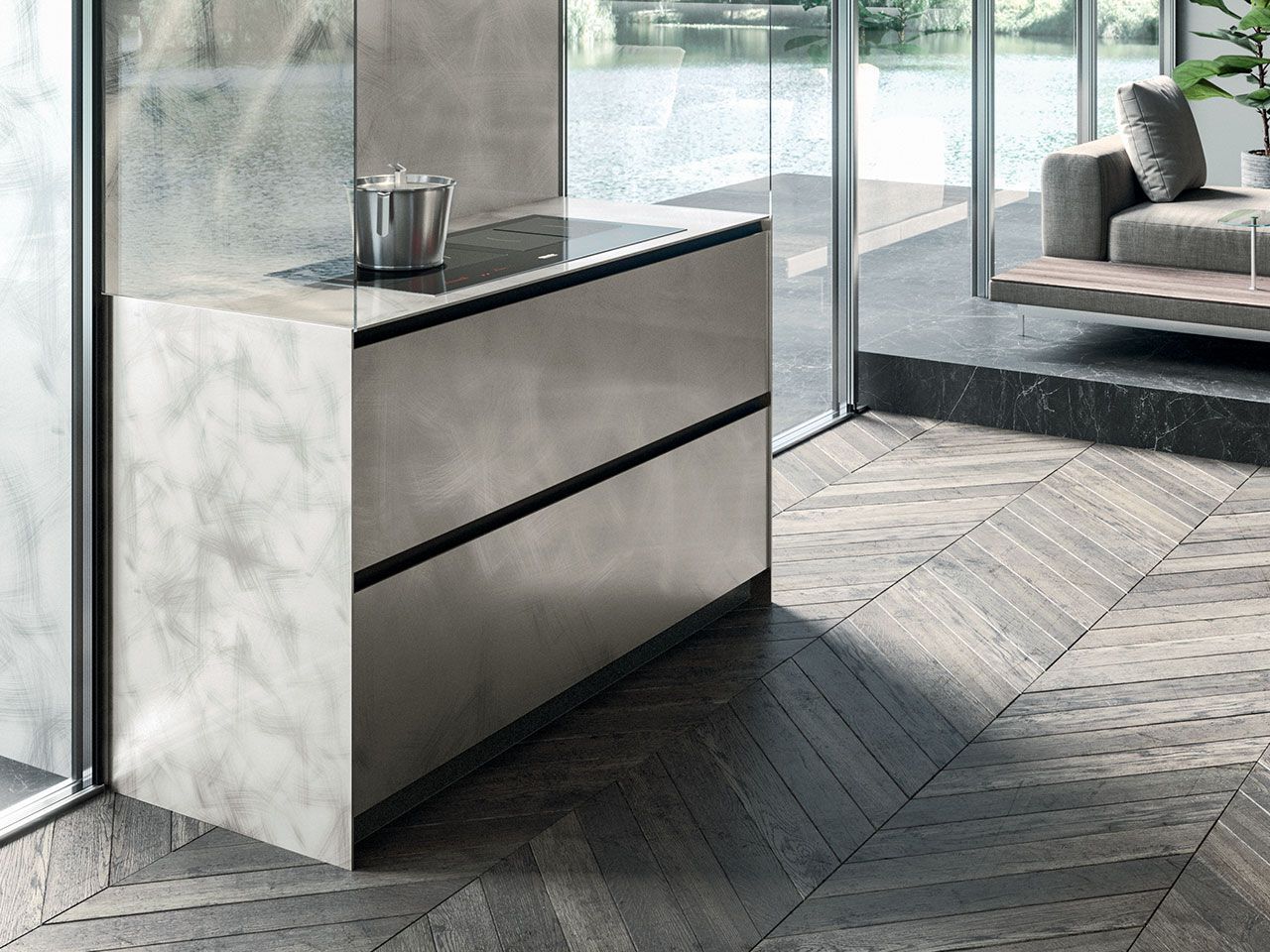 Встроенная кухня со встроенными ручками Arrital Ak_04 ARCH-00035930 - Вид №3