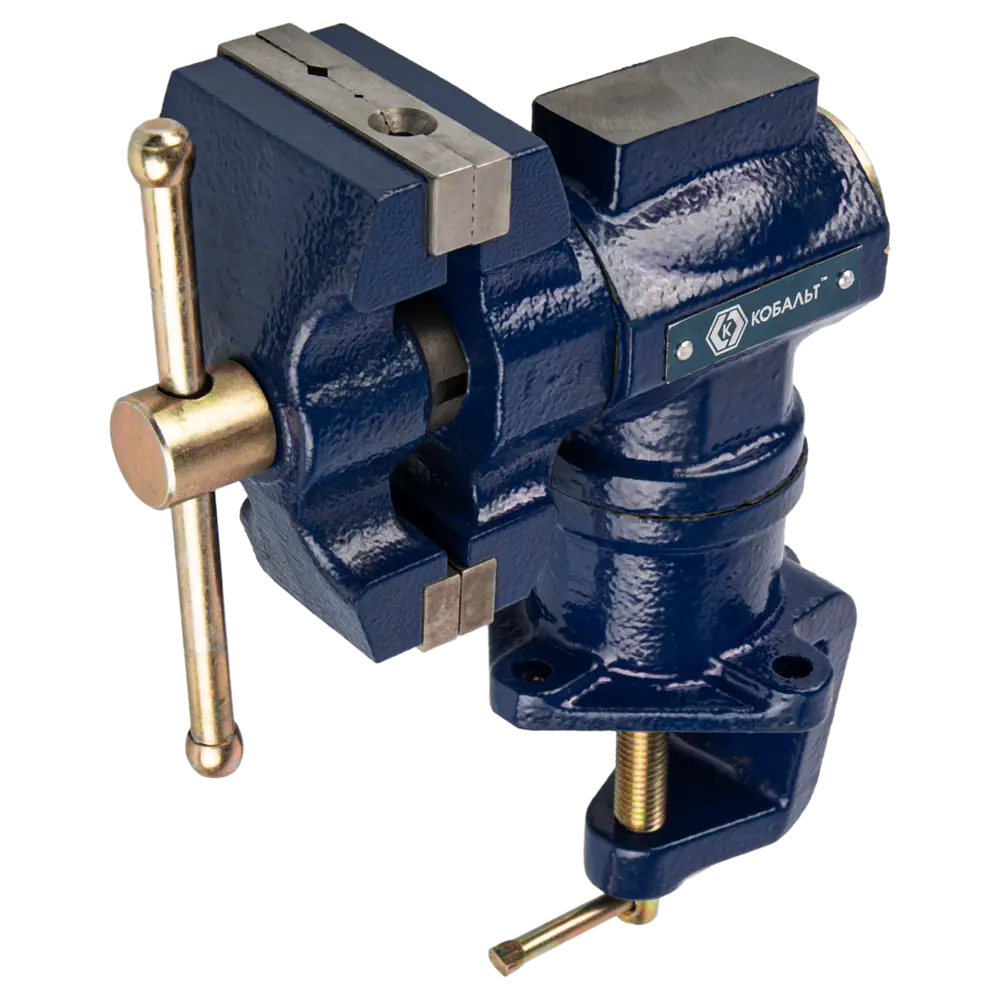 Тиски слесарные настольные Кобальт с поворотным механизмом 89374097 STLM-1422351