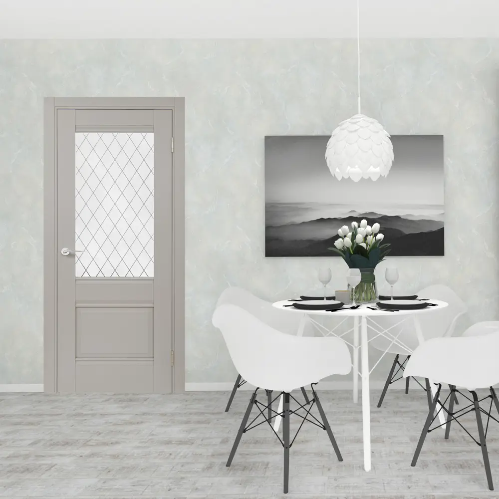 Комплект двери Классико-43 со стеклом 60x200 см Hardflex серый с добором 200 мм PORTIKA STLM-2102333 - Вид №1