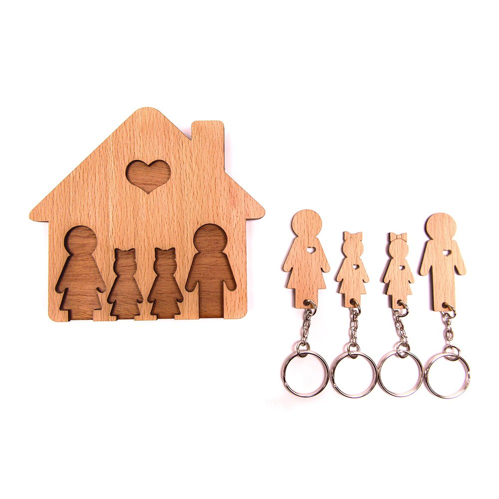 Ключница «Семья с двумя дочками» MIMI  253331 Натуральное дерево  - Вид №1