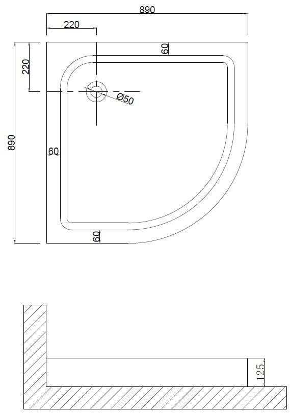 Душевой поддон NG- 90-90 (90*90*13) полукруг, для 6606, 6806 Niagara Nova 90901 - Вид №1