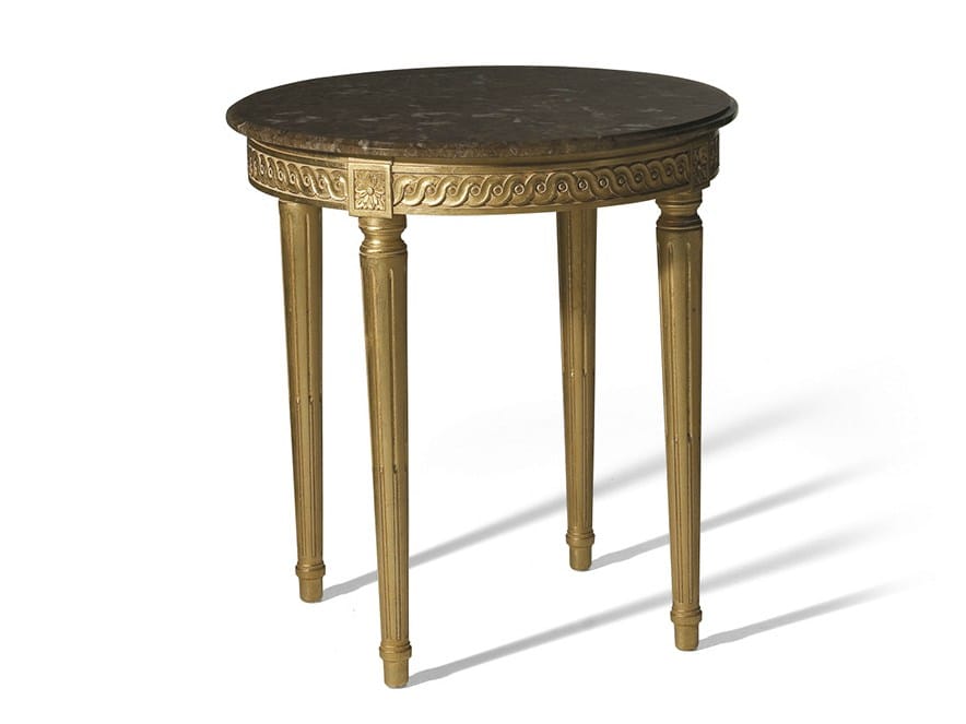 Круглый журнальный столик с золотым листом и мраморной столешницей OAK Галерея ARCH-00139368