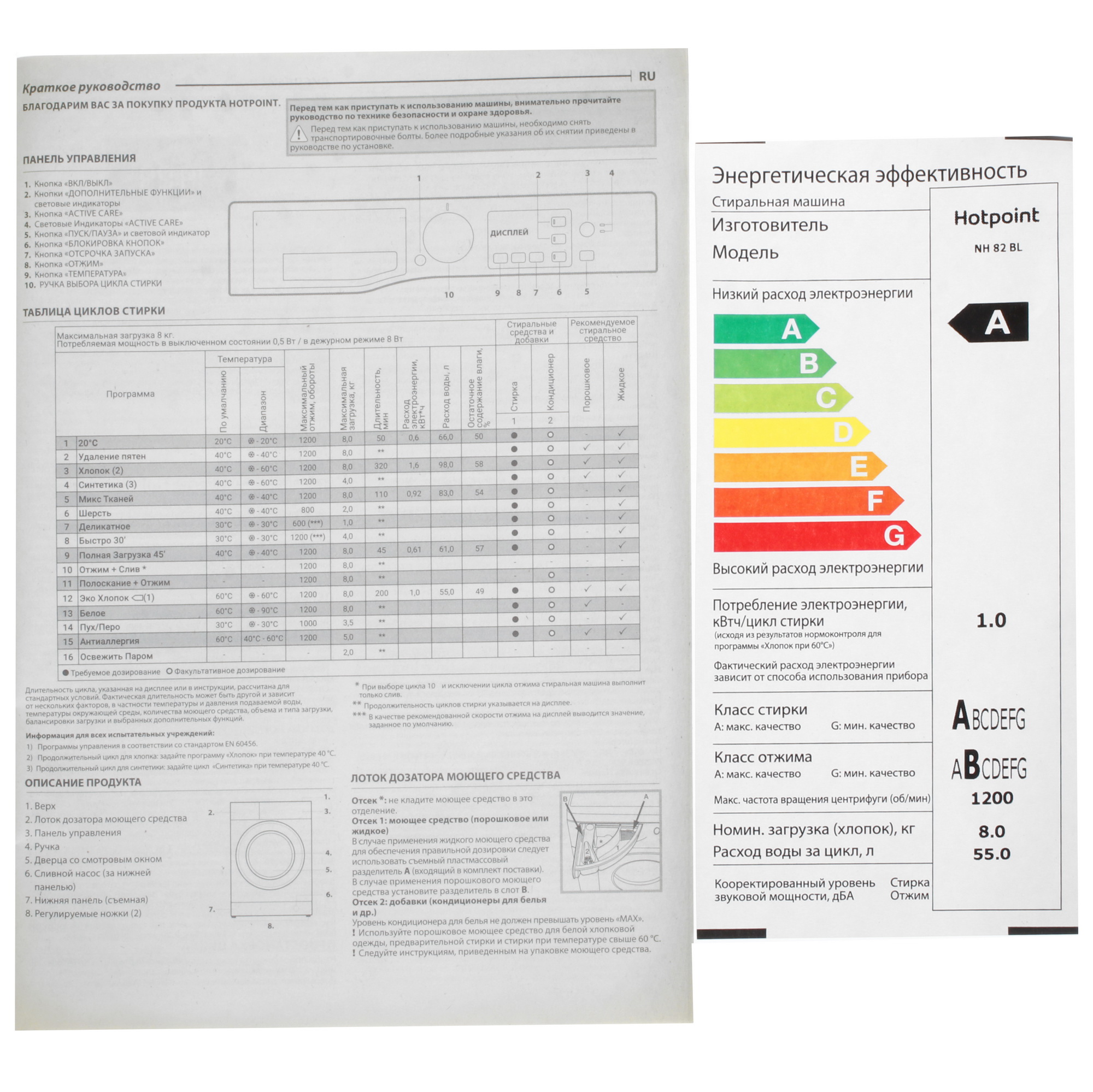 9182166 Стиральная машина Hotpoint NH 82 BL белый STDN-0051938 - Вид №11