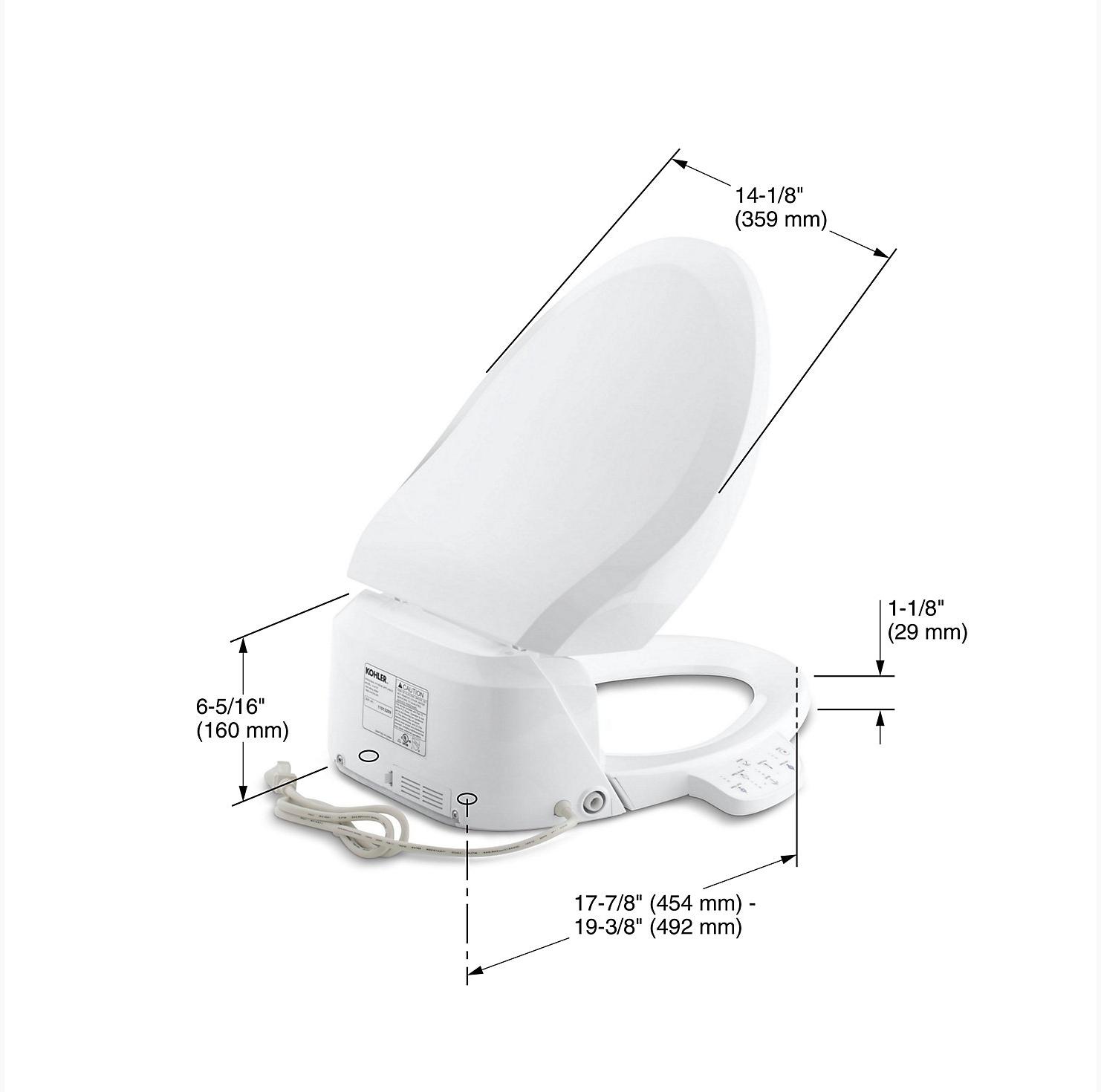 KOHLER C3-125 удлиненное сиденье для унитаза для биде K-4737-96  - Вид №3