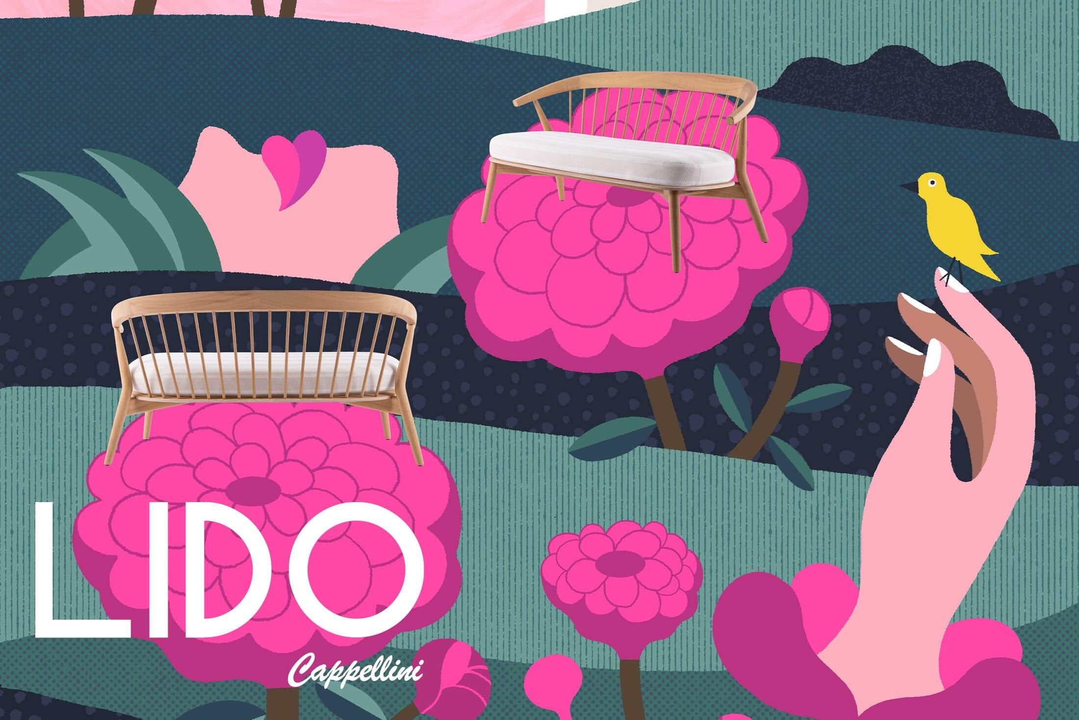 2-местный садовый диван iroko и ткань CAPPELLINI Newood Lido ARCH-00024020 - Вид №3