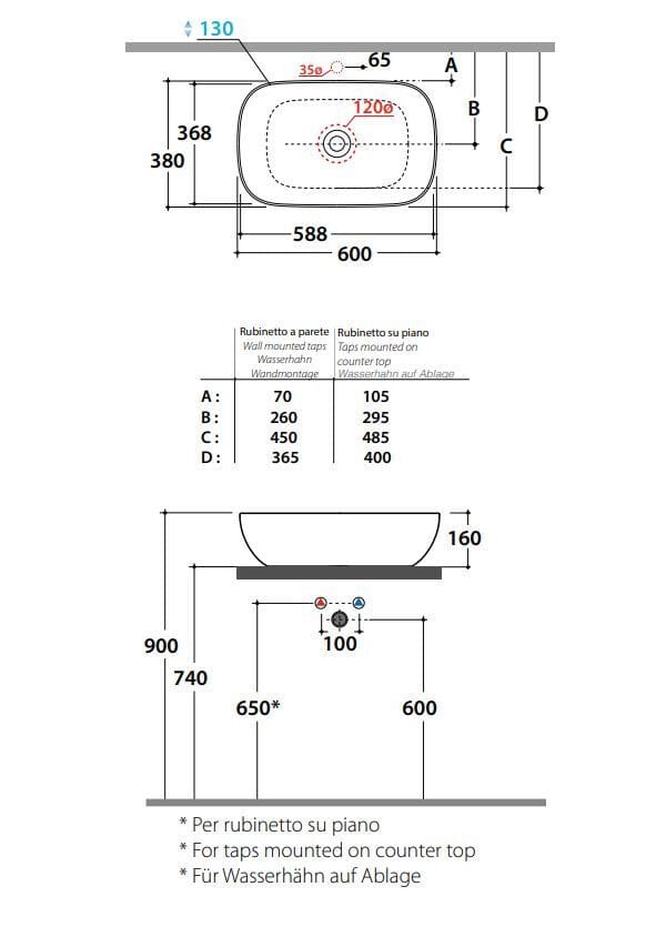 Керамическая раковина с одной столешницей Ceramica Globo чаши ARCH-00064971 - Вид №2