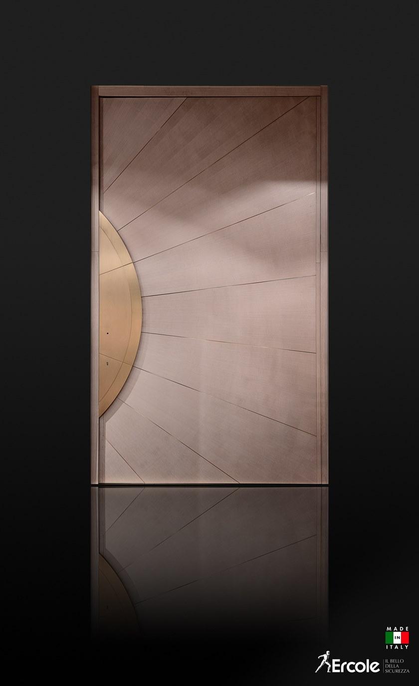 Ercole Автоматическая бронированная поворотная дверь из массива дерева и латуни sun-id-1348399 - Вид №1