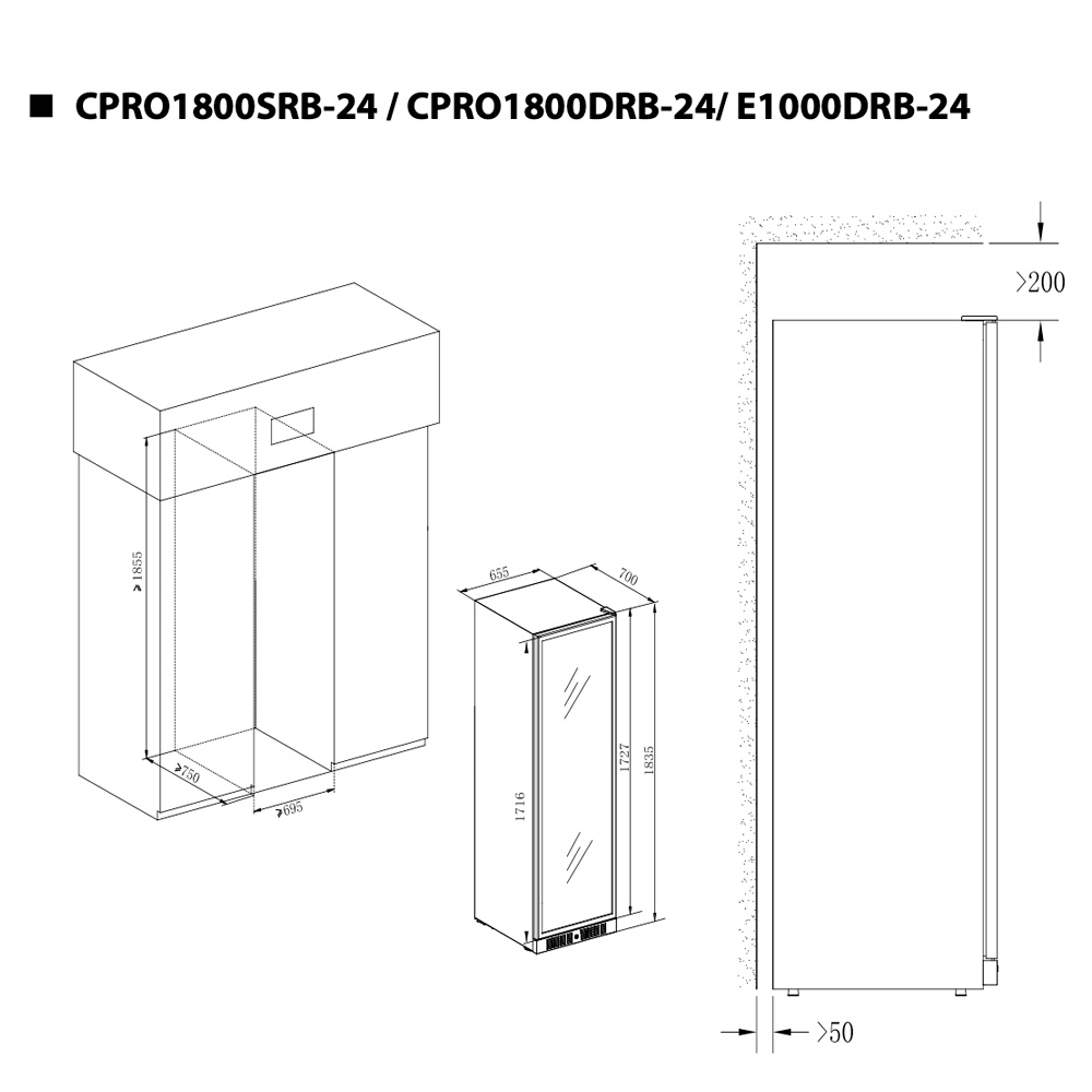 9173343 Винный шкаф Temptech CPRO1800SRB-24 черный STDN-0149093 - Вид №5