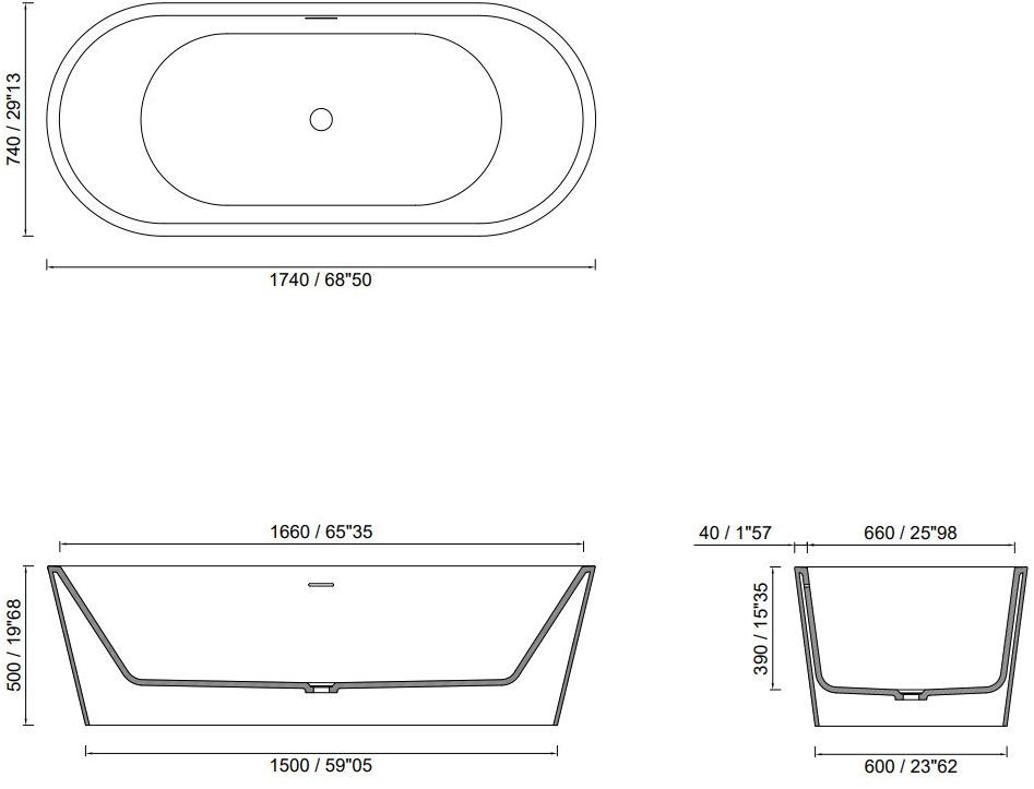 MOMA Design Овальная ванна Diamond Dmn0304 - Вид №2