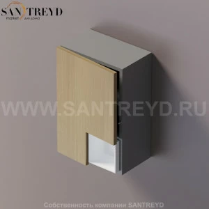 FLAT V Подвесной шкаф с мыльницей с петлями слева. Отделка: серая краска и натуральный дуб. AFXMO240042GRT