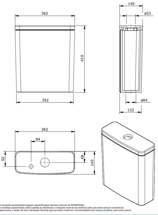 1341110LM Бачок для унитаза Белый Sanindusa Look Португалия - Вид №1