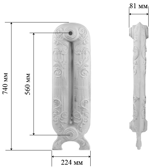Чугунный радиатор RETROstyle Sheffield 560 9 секций 7127 - Вид №2