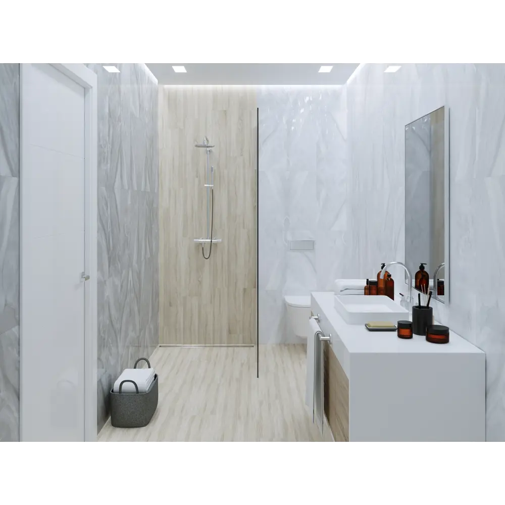 Плитка настенная Lazurro 30х60 см 1.44 м² цвет серый 82637813 STLM-2045922 Golden Tile  - Вид №3