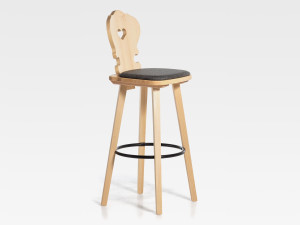 Высокий стул из ели с мягким сиденьем