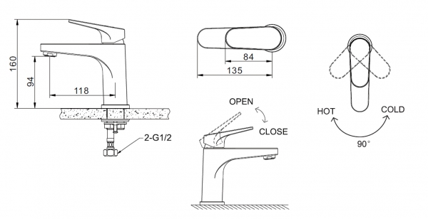 Cмеситель для ванной комнаты на раковину низкий ELER F1191238CP-RUS bravat - Вид №1