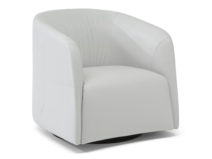 Кожаное вращающееся кресло с подлокотниками Natuzzi Italia LOGOS ARCH-00132000