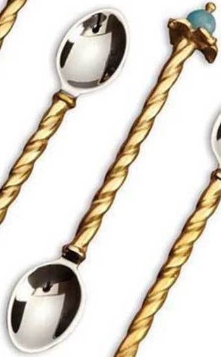 10575417 L’Objet Набор из 4 ложек десертных 13см "Венеция" (амазонит) п/к Сталь нержавеющая 