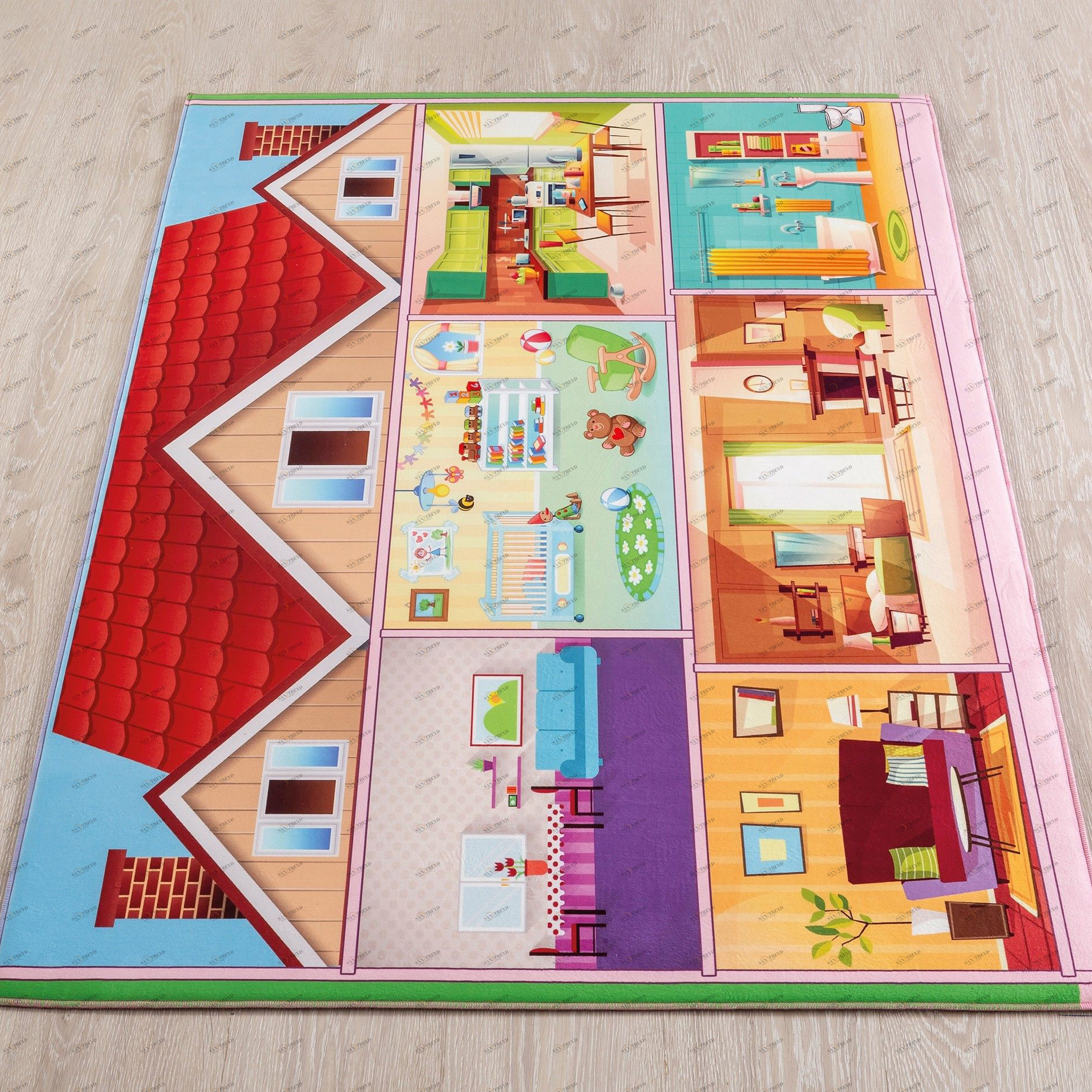 Ковер детский игровой 100х150 см "Дом" Play House CILEK  00-3832221 Разноцветный Santreyd 