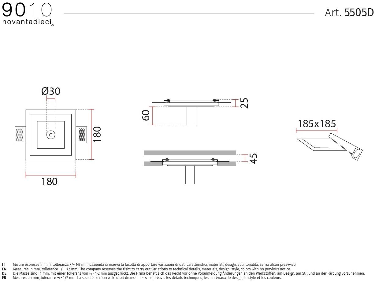 9010 novantadieci Утопленная розетка из cristaly® для подвесок  5505d  - Вид №1