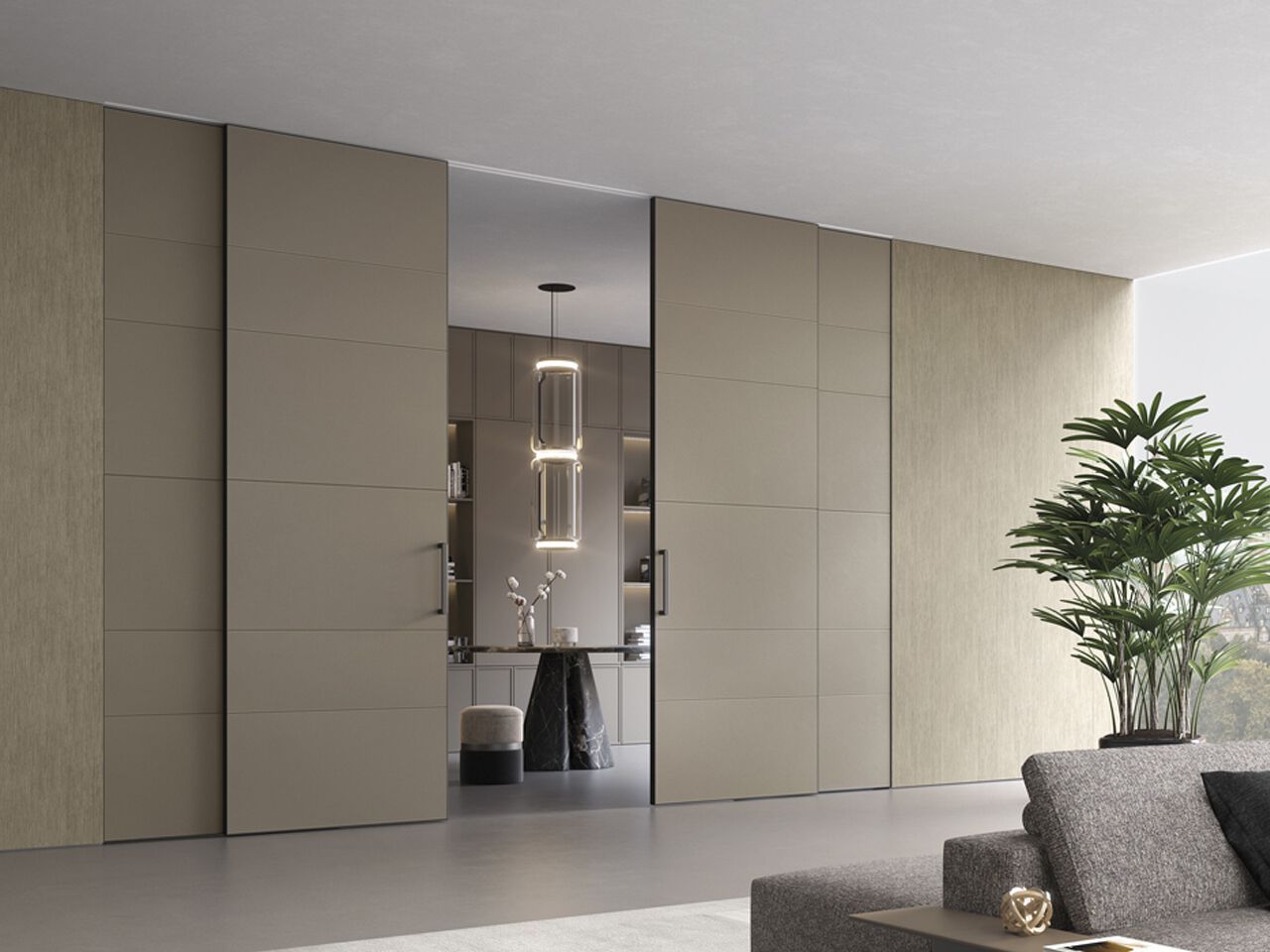 Кожаная раздвижная система, встроенная в обшивку BARAUSSE интегрированные двери ARCH-00079166