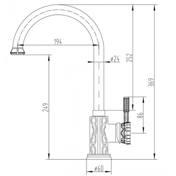 Zorg A 106K-BR Смеситель для кухни Zorg 369 х 194 мм  - Вид №2