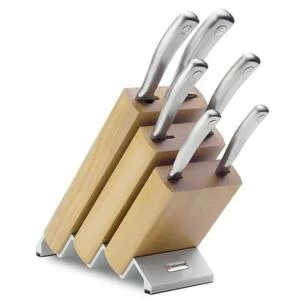 Набор кухонных ножей Culinar на светлой деревянной подставке, 6 шт.