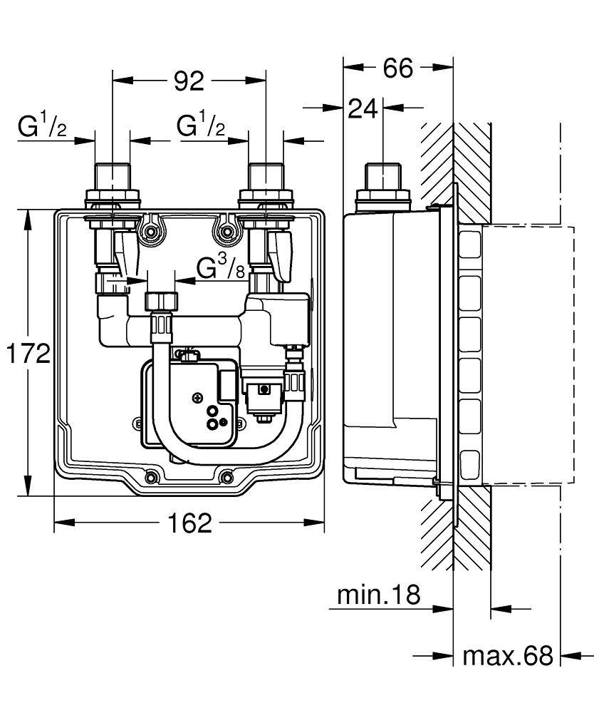 36336000 Монтажный ящик для Grohe хром  - Вид №1