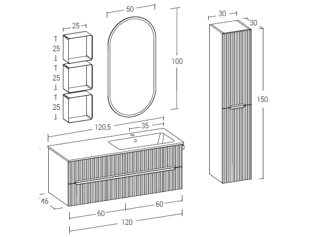 Деревянный подвесной шкаф с одной раковиной со встроенной раковиной LEGNOBAGNO Verso ARCH-00023415 - Вид №4