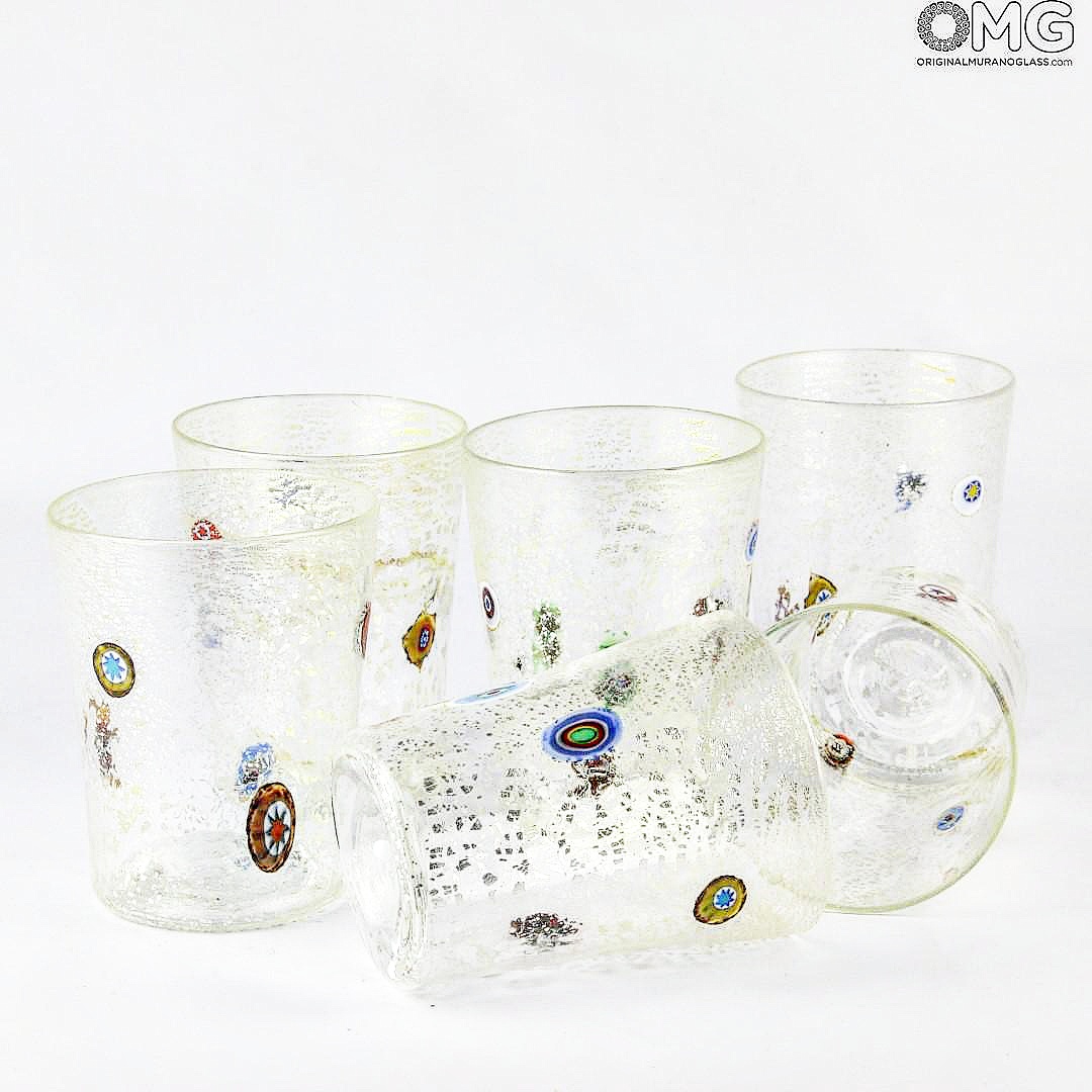 2178 ORIGINALMURANOGLASS Набор из 6 разноцветных стаканов - Sorrento Argento - Goto - муранское стекло 8 см  - Вид №1