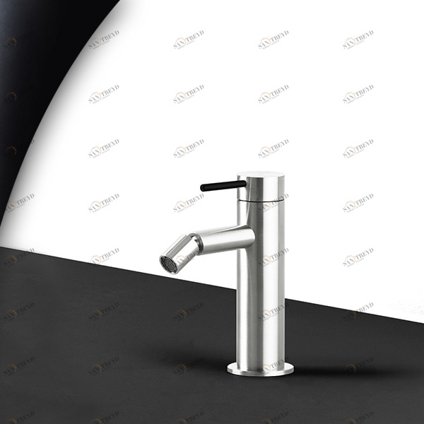 Смеситель для биде сталь глянцевая с черной ручкой Toki Radomonte TKI4LCIL12