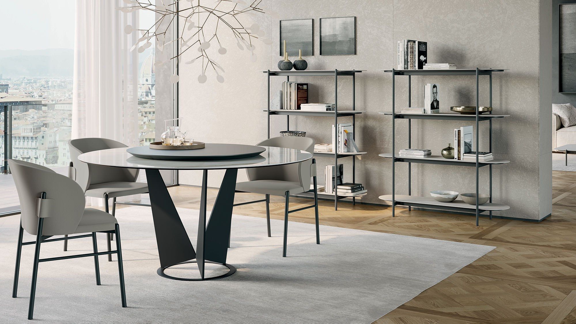 Деревянный двухсторонний самонесущий книжный шкаф Dall'Agnese Supernova ARCH-00062939 - Вид №1